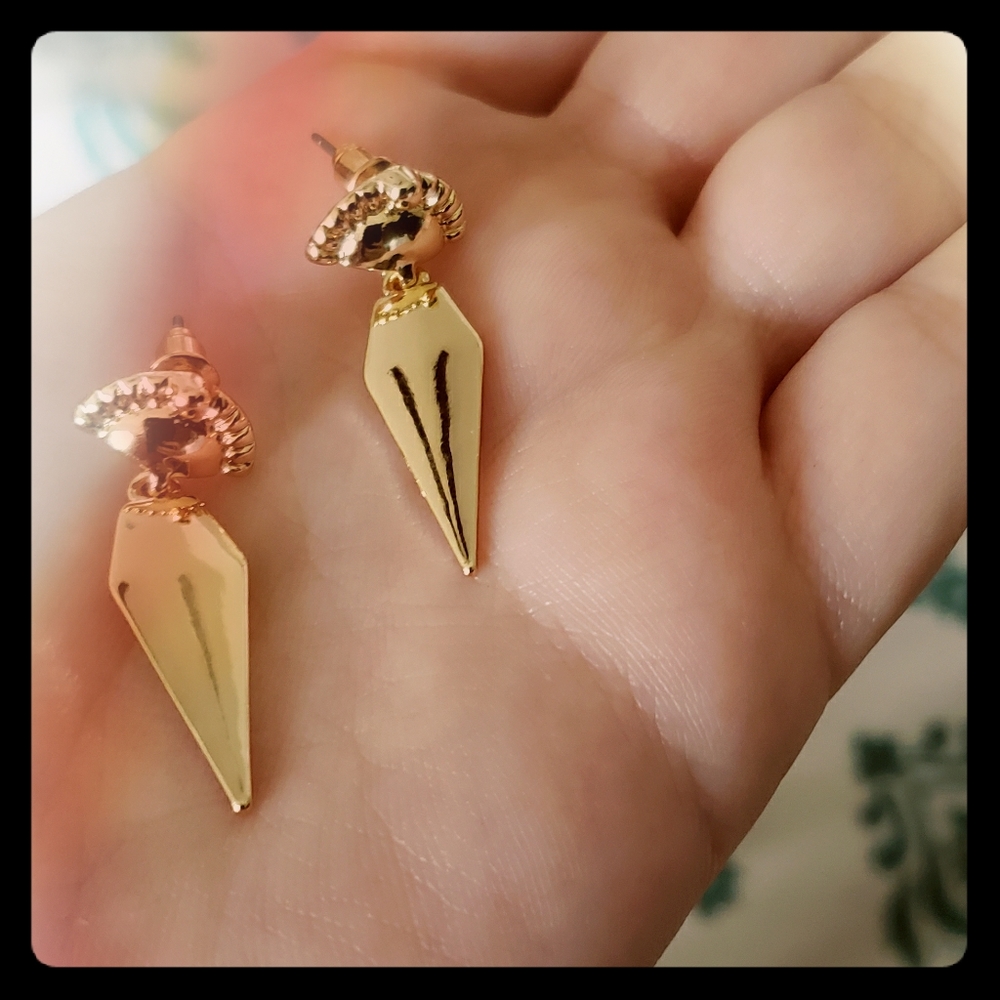 Gold diamond dangling earrings from MintMongoose